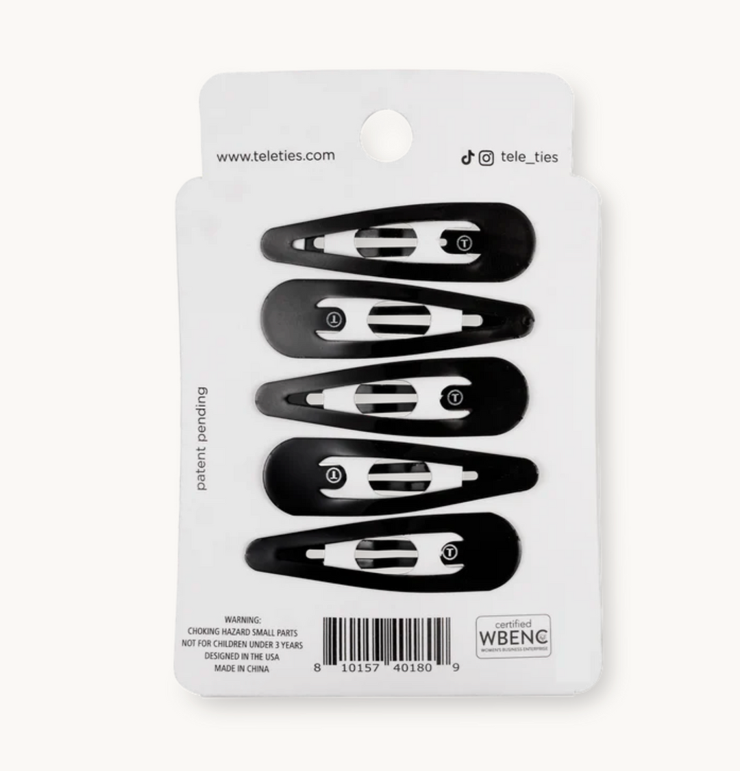 Teleties - Jet Black Snap Clip