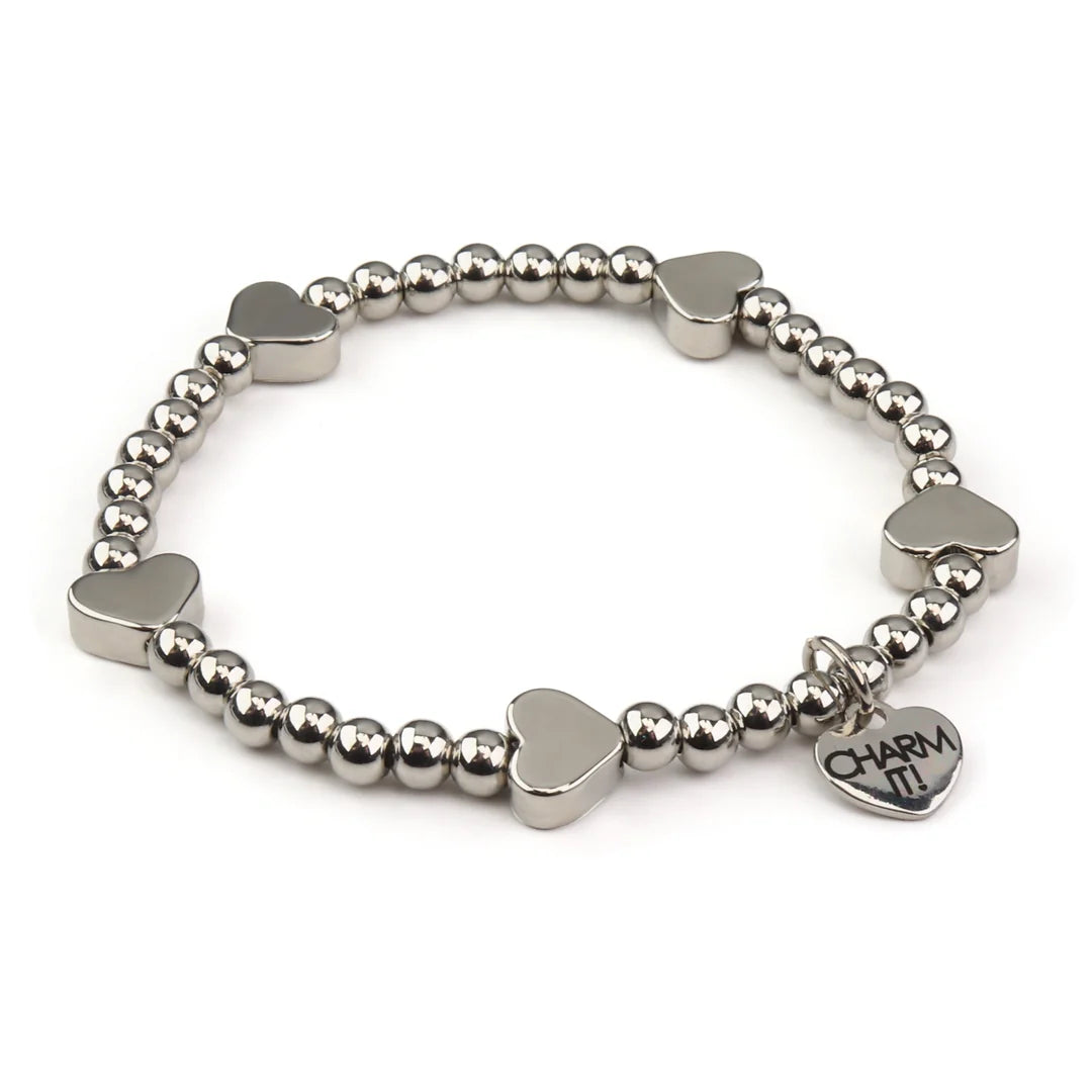 Charm It! Silver Heart Stretch Bracelet