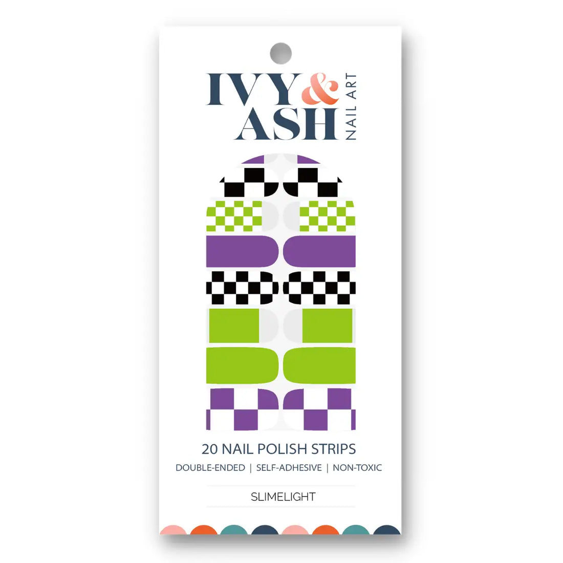 Slimelight | Green, Purple, Black Check Halloween Nail Wrap