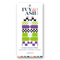 Slimelight | Green, Purple, Black Check Halloween Nail Wrap