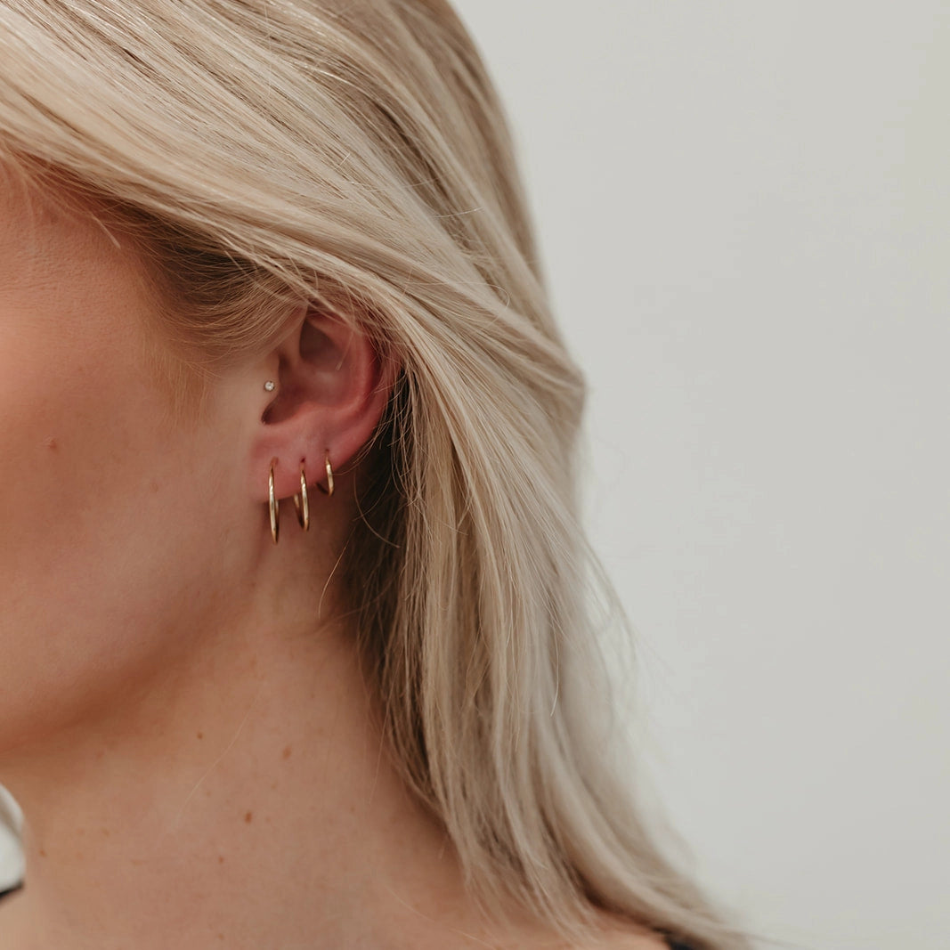 9mm Endless Hoop Earrings | 14k Gold Filled | Waterproof