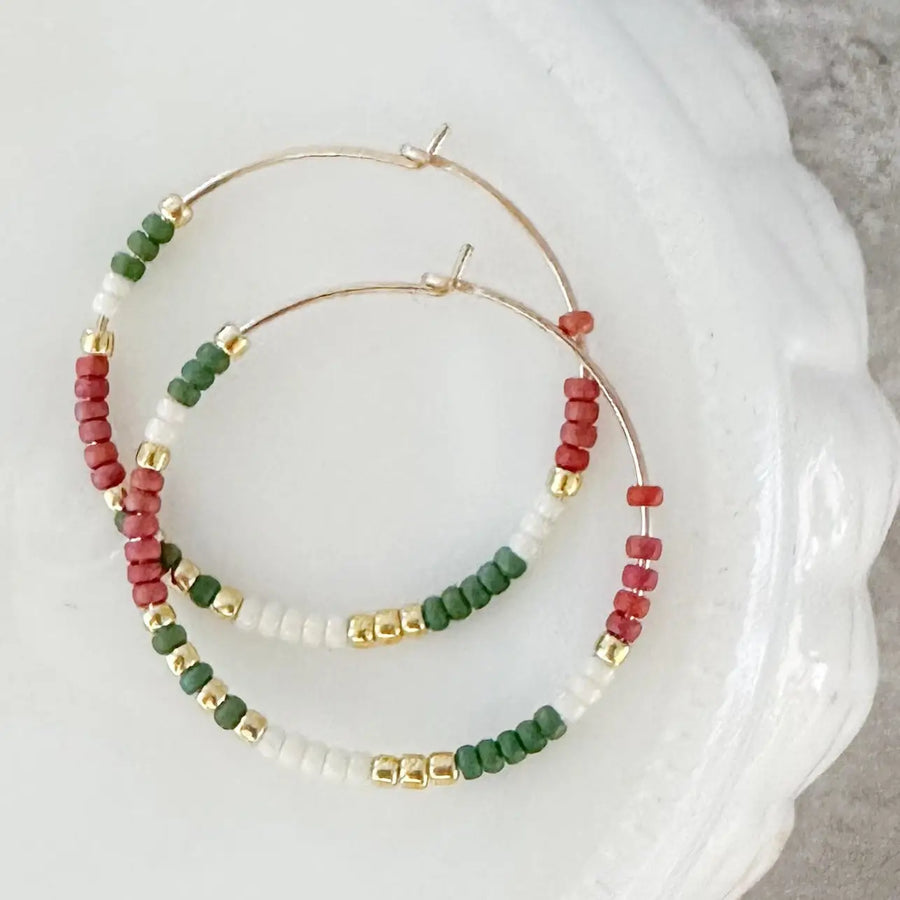 Merry & Bright Beaded Hoop Earrings