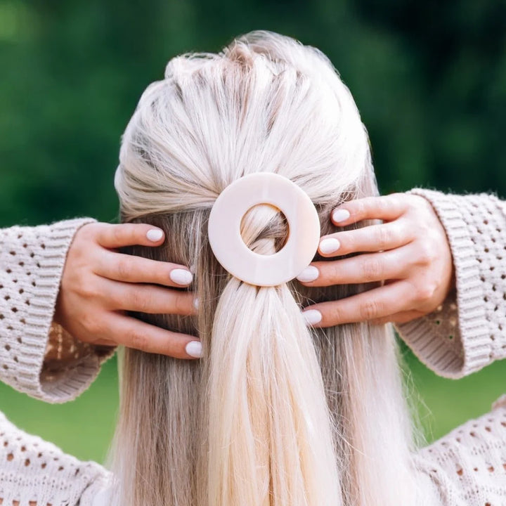 Teleties Small Flat Circle Hair Clip - Almond Beige