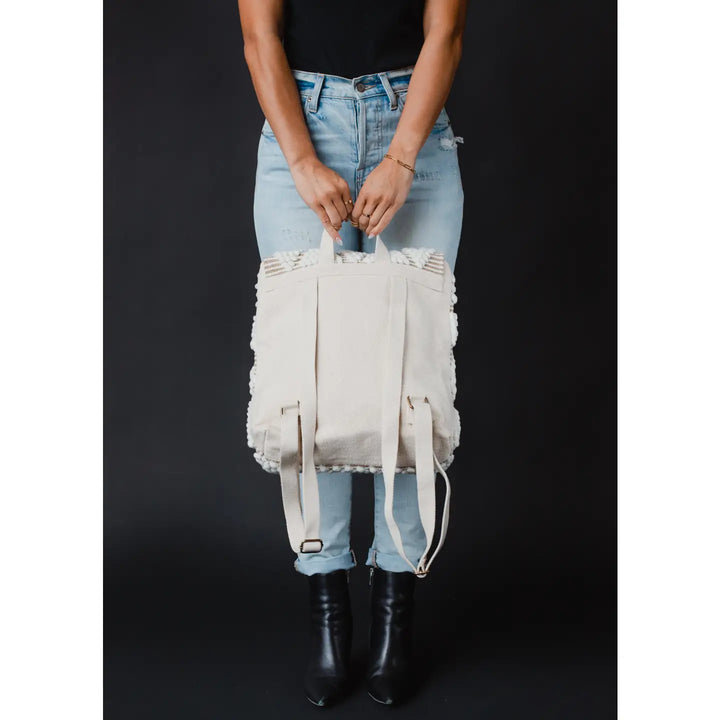 Textured Diamond Backpack - Cream