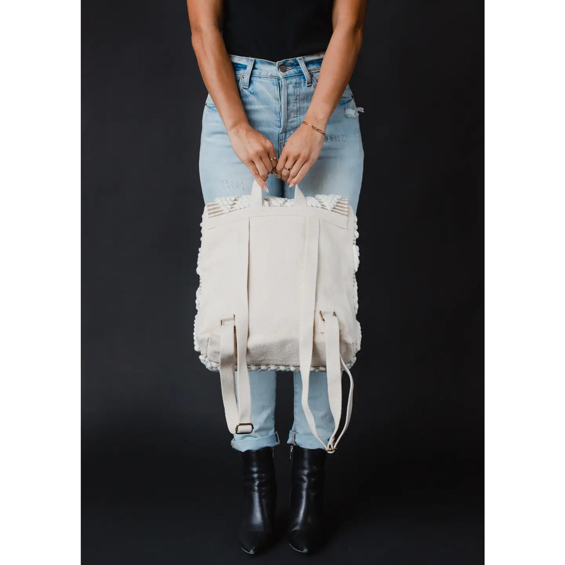 Textured Diamond Backpack - Cream