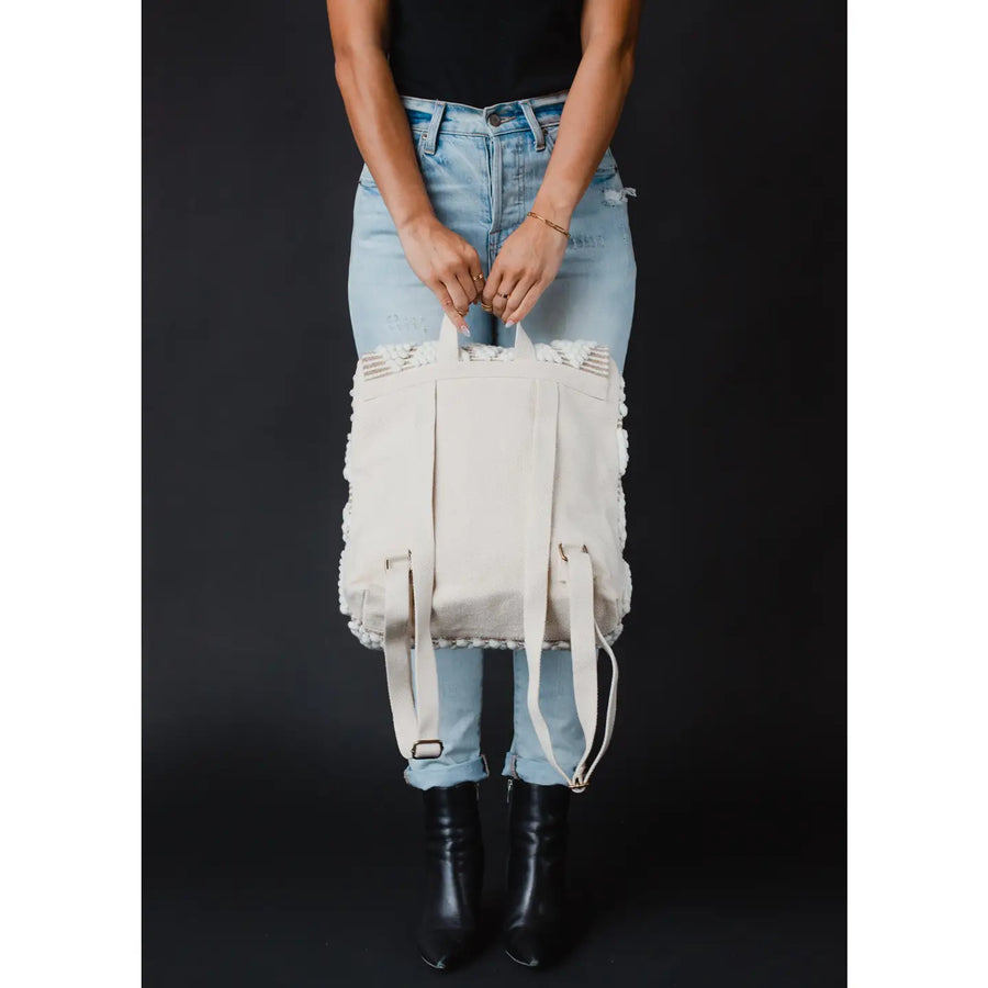 Textured Diamond Backpack - Cream