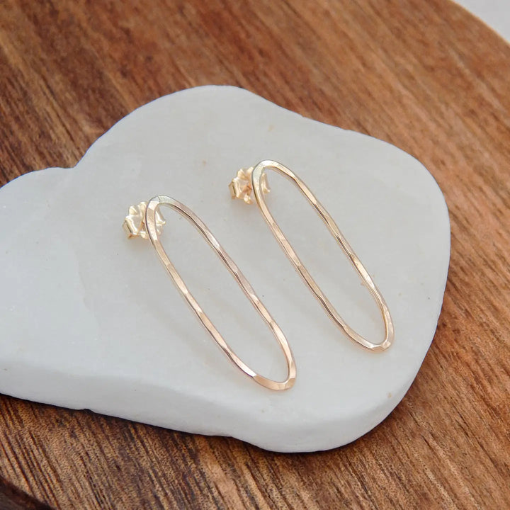 Hammered Oval Stud Earrings in 14k Gold Fill