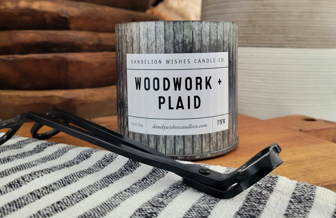 Woodwork + Plaid - 12 oz. Rustic Galvanized Tin Candle