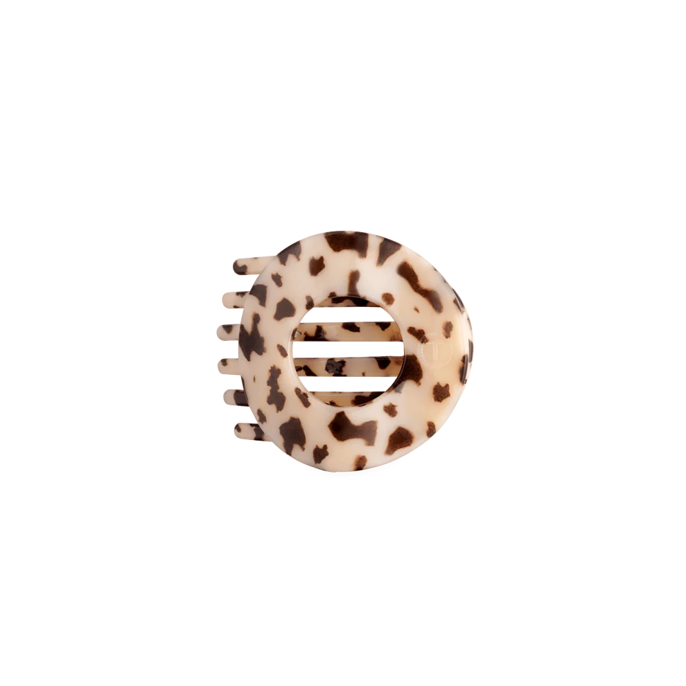 Teleties Small Flat Circle Hair Clip - Blonde Tortoise