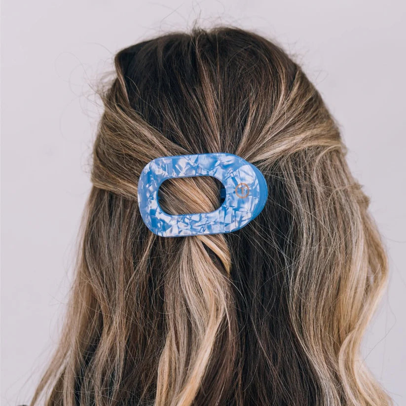 Teleties Small Flat Round Clip - Blue Lagoon