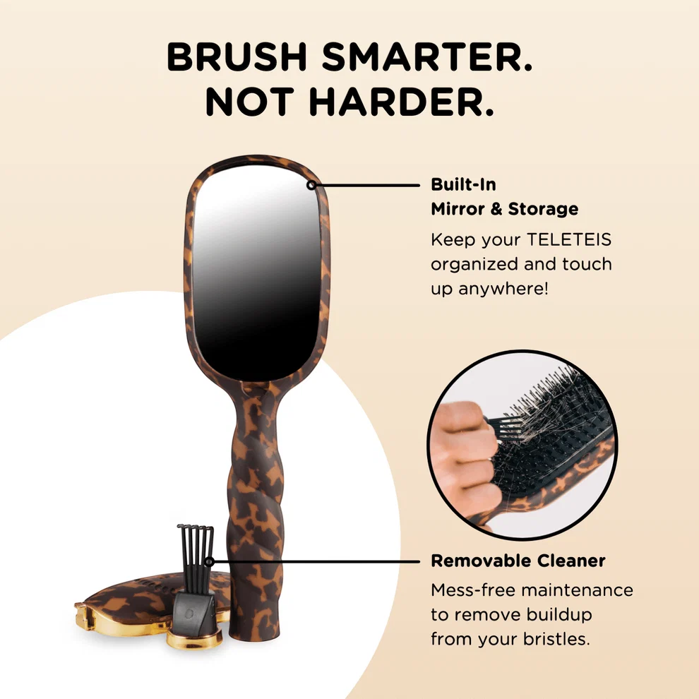 Teleties Boar Bristle Hair Brush - Tortoise