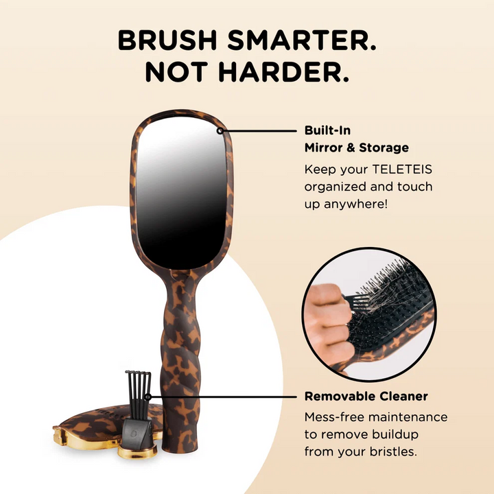 Teleties Boar Bristle Hair Brush - Tortoise