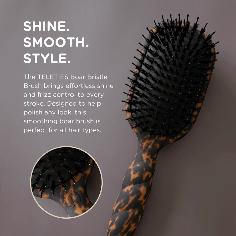 Teleties Boar Bristle Hair Brush - Tortoise