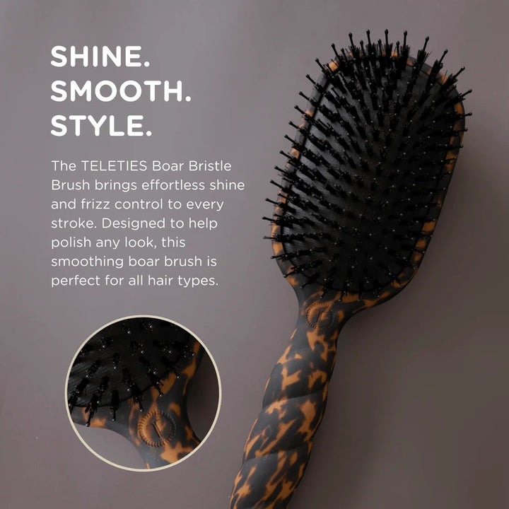Teleties Boar Bristle Hair Brush - Tortoise