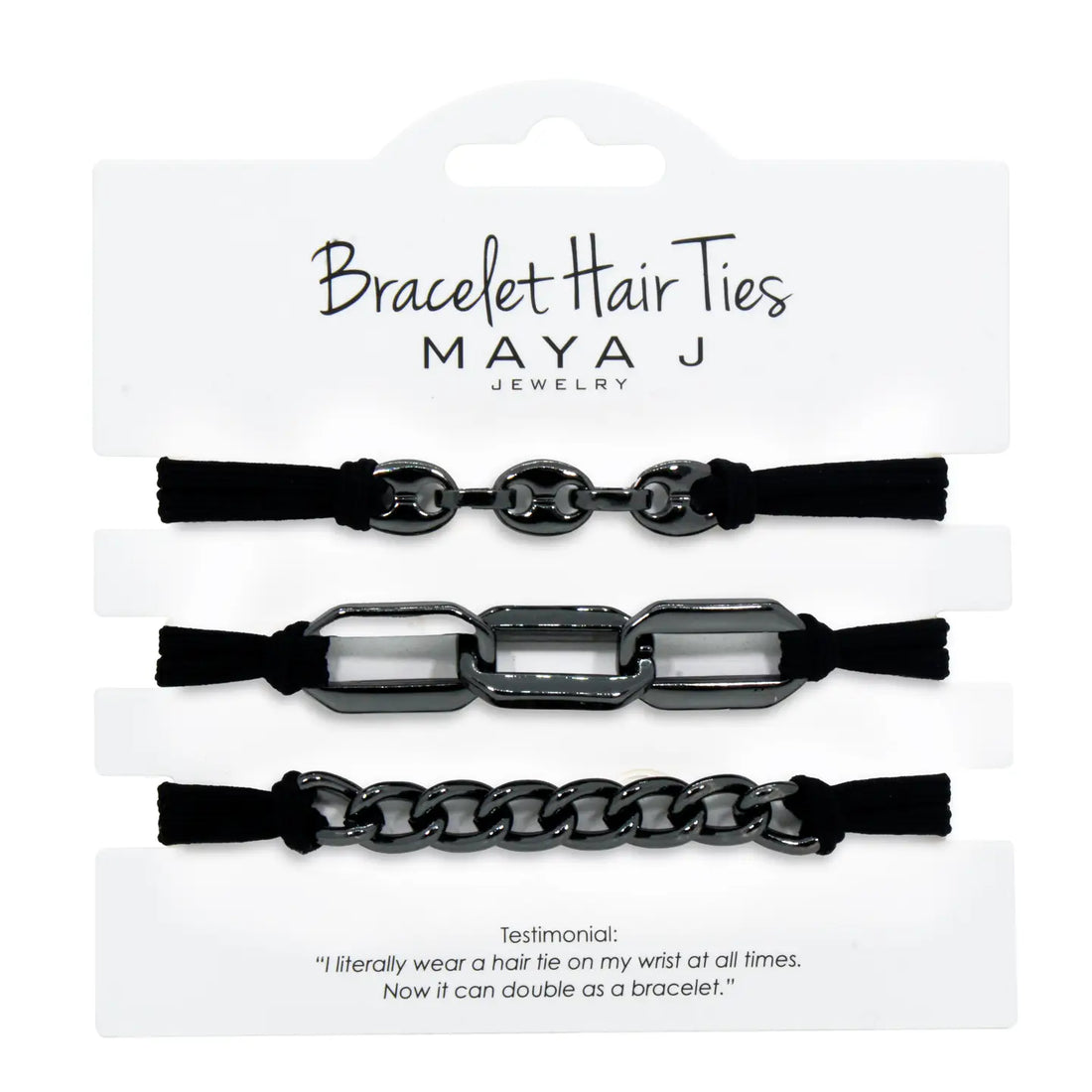 Bracelet Hair Ties: Black w/Gunmetal
