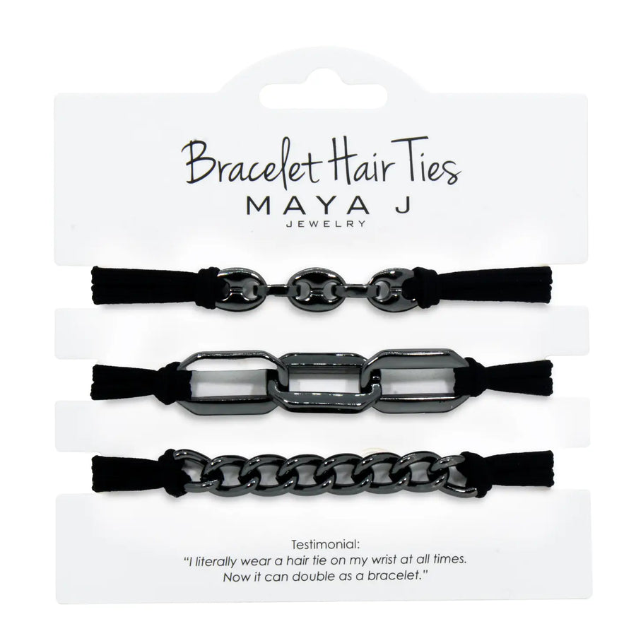 Bracelet Hair Ties: Black w/Gunmetal