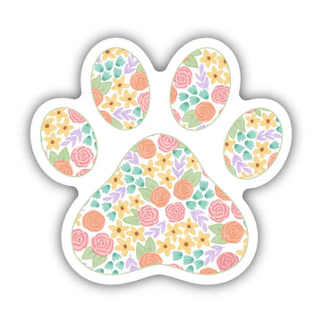 Pastel Floral Paw Print Sticker