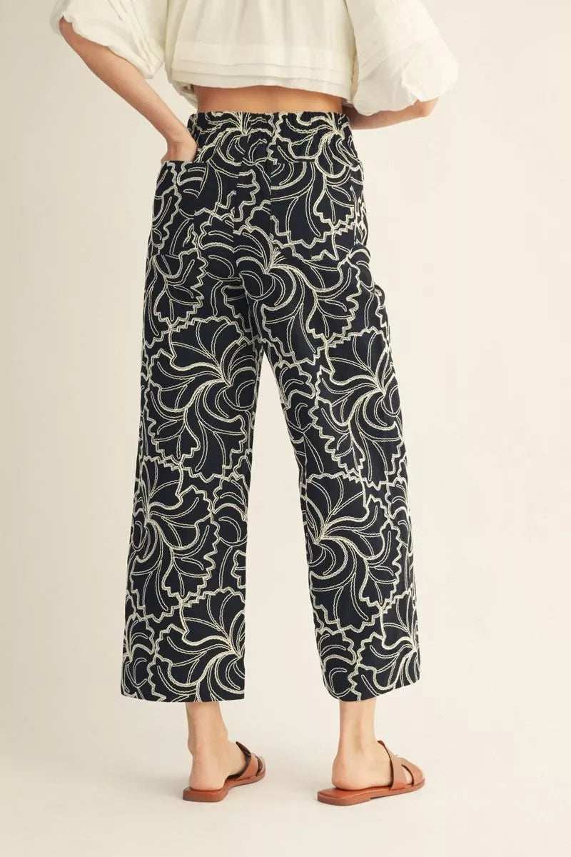 Midnight Magnolia Wide Leg Pants