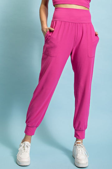 Butter Soft Joggers with Pockets - Sonic Pink