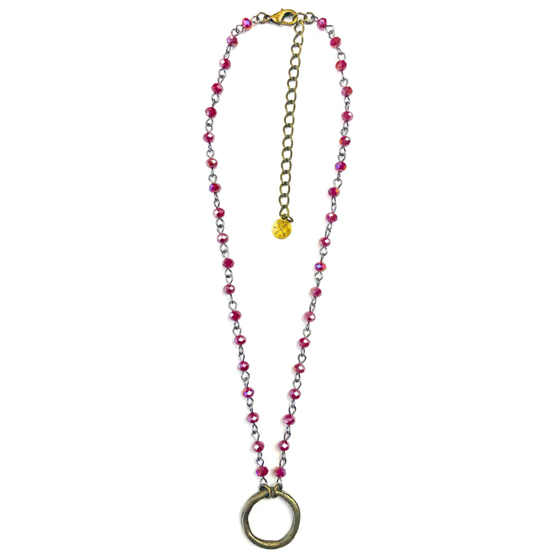 Rosaried & Ring Pendant Necklace - Scarlet