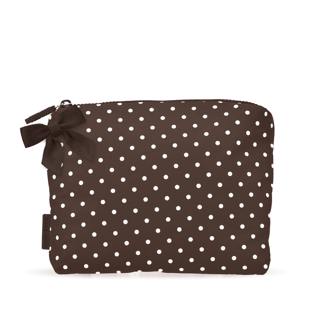 Case-Mate Crinkle Makeup Bag - Espresso Polka Dot