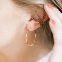 Seed Bead Hoop Earrings - Sweetheart