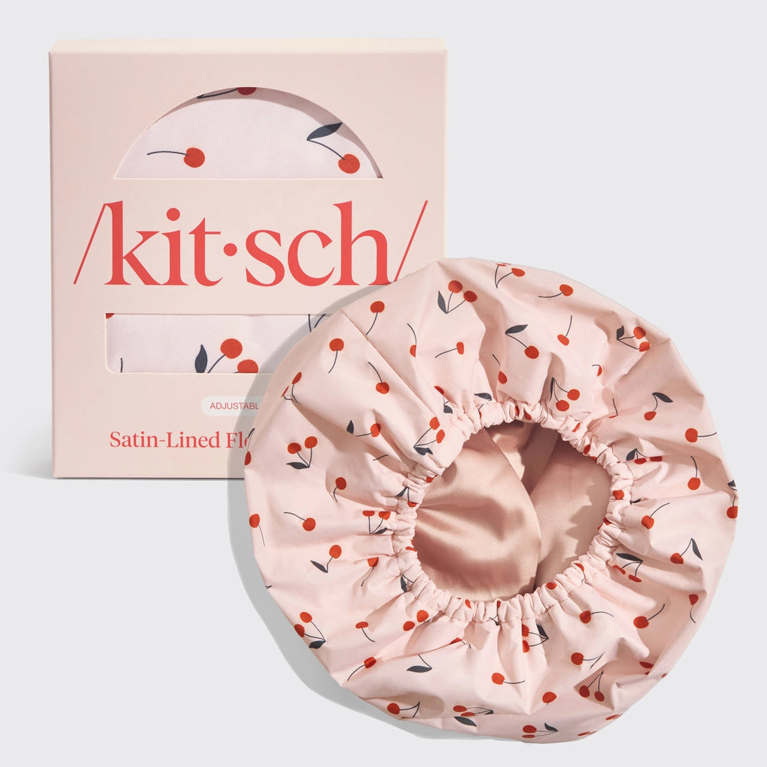 Satin-Lined Shower Cap - Cherry Print