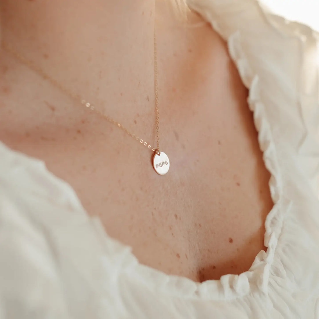 Mama Disc Necklace | 14k Gold Filled | Waterproof