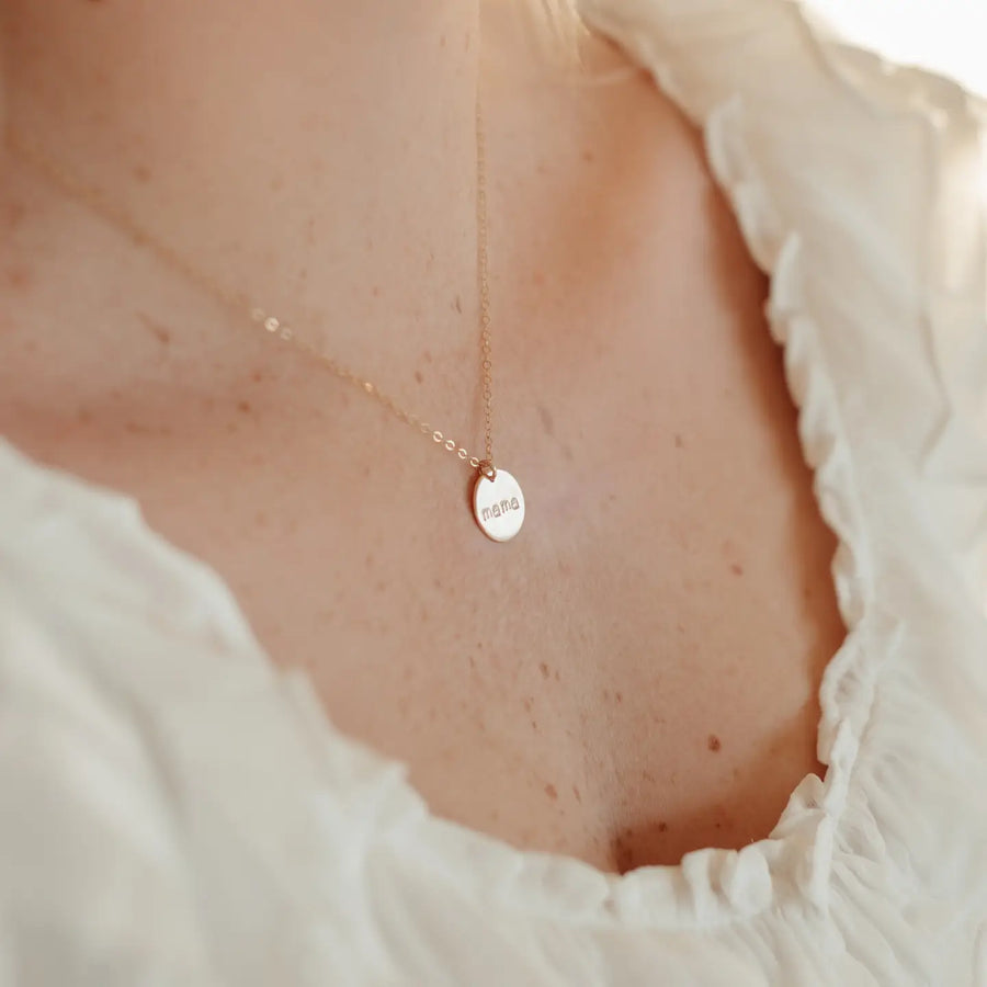 Mama Disc Necklace | 14k Gold Filled | Waterproof