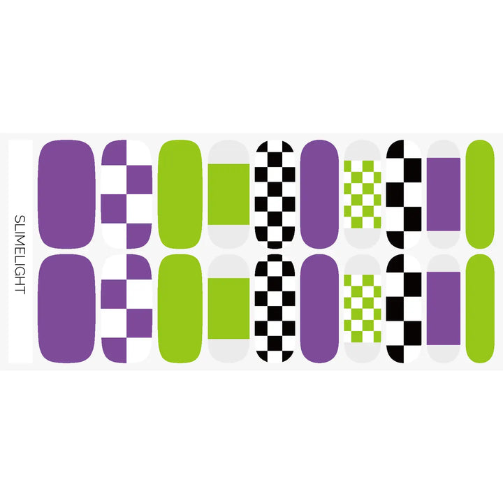 Slimelight | Green, Purple, Black Check Halloween Nail Wrap