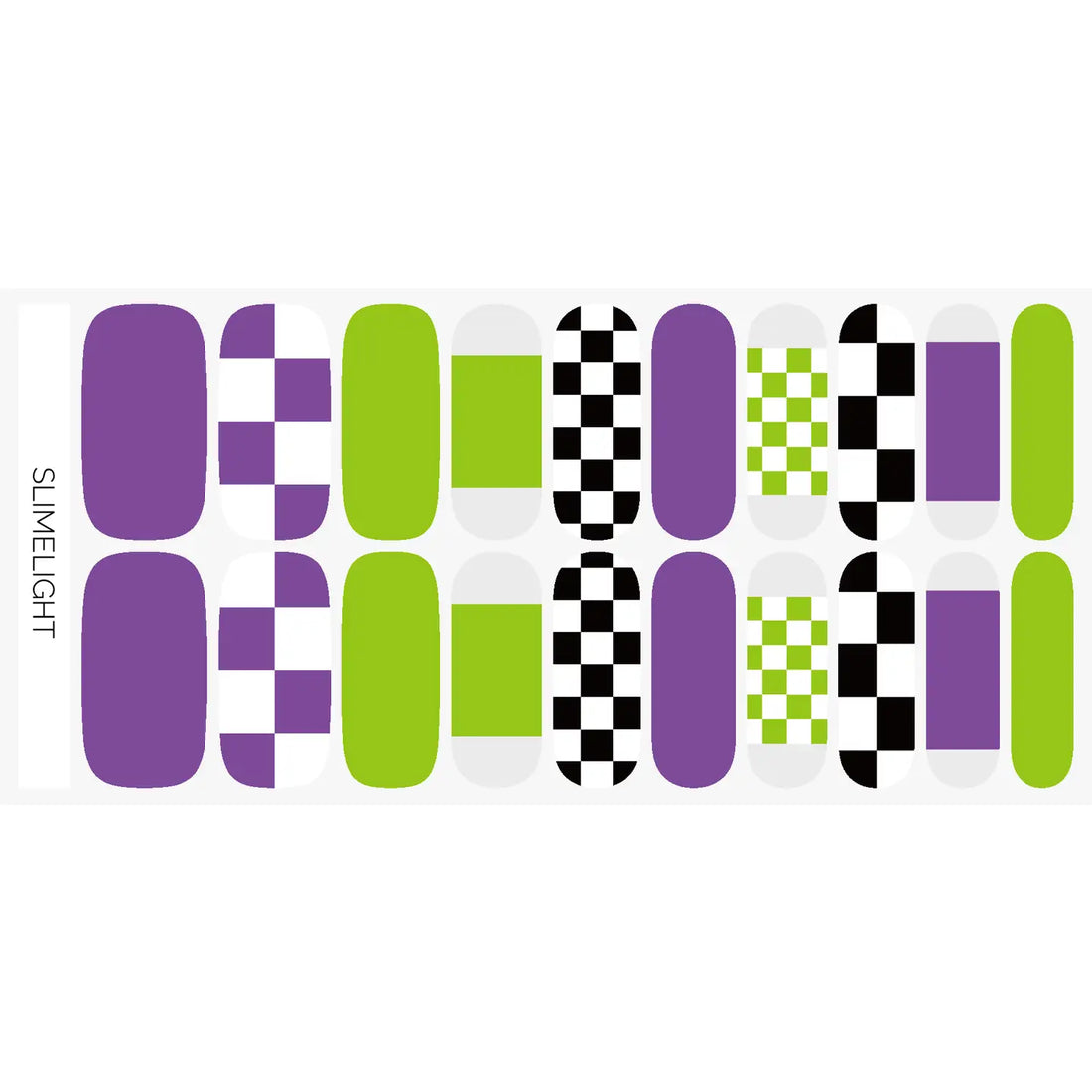 Slimelight | Green, Purple, Black Check Halloween Nail Wrap