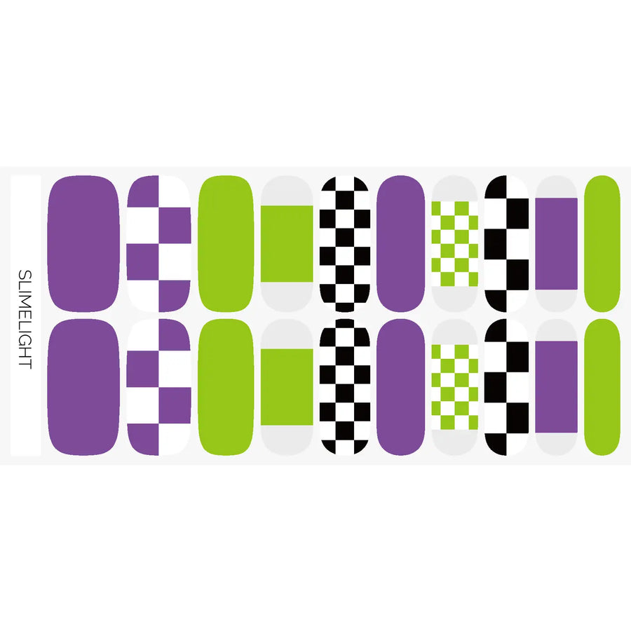 Slimelight | Green, Purple, Black Check Halloween Nail Wrap