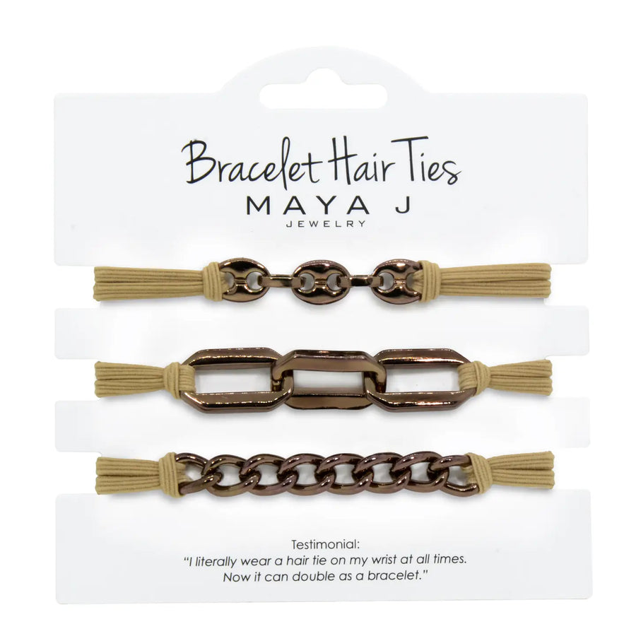 Bracelet Hair Ties: Tan w/Chocolate