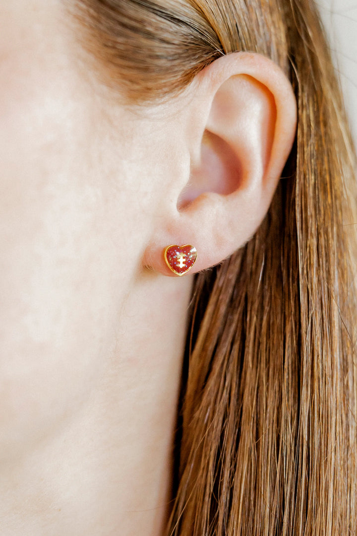 Linny Co - Football Heart Screwback Studs