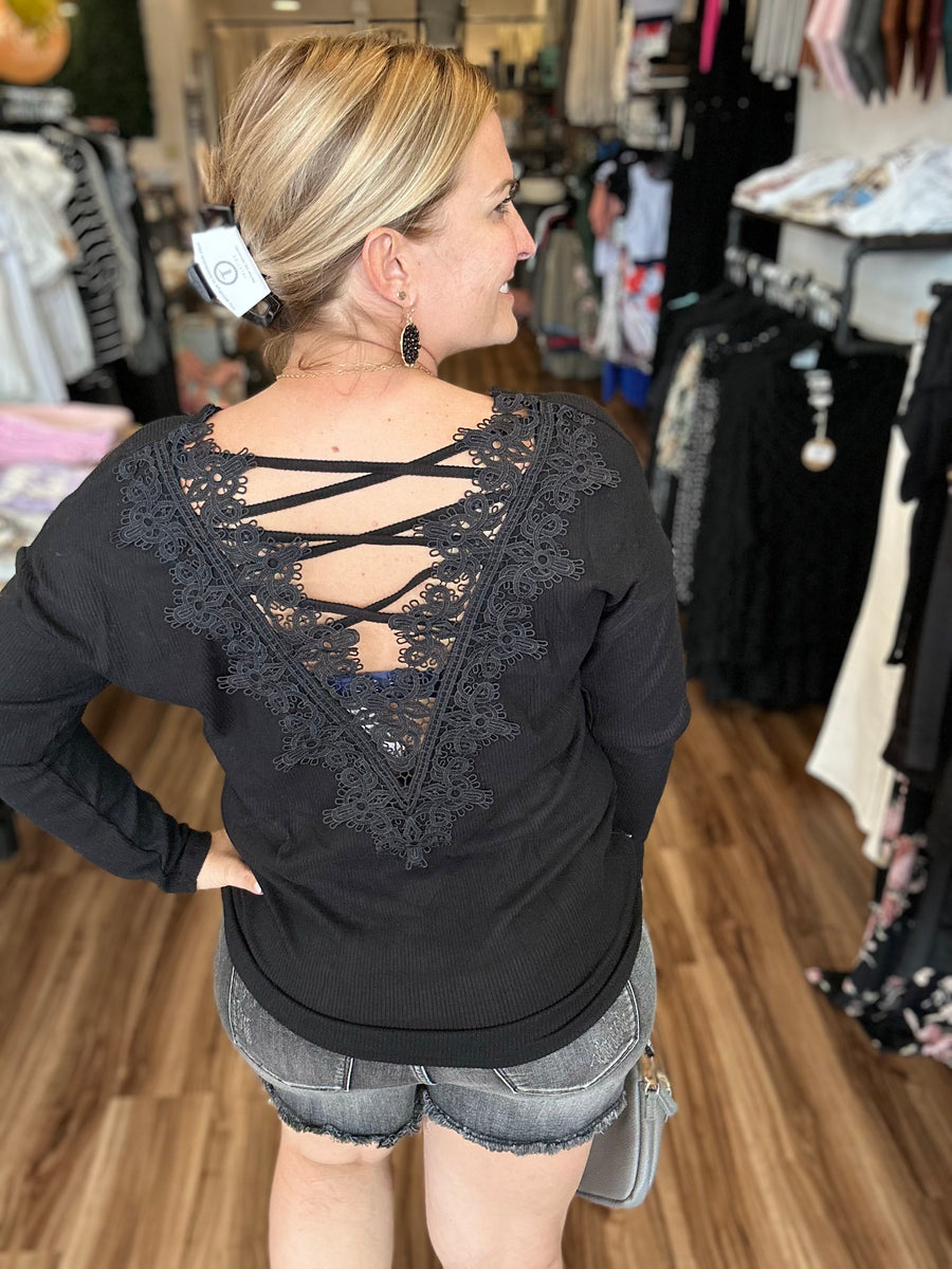 Jasmine - Corded Long Sleeve with Lace Detail Back