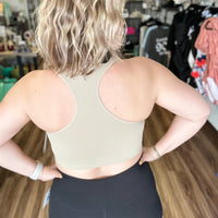 Ribbed Cropped Racerback Tank with Bra Pads