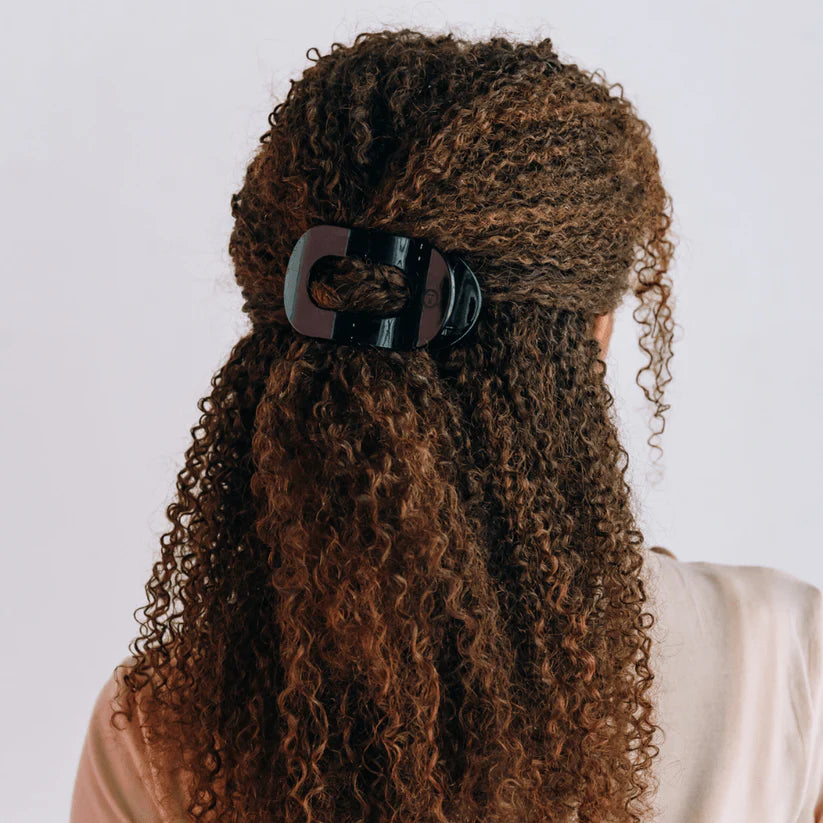 Teleties Medium Flat Round Clip - Jet Black