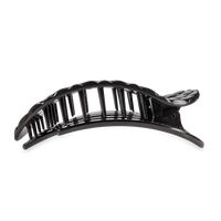 Jet Black Quilted Large Flat Round Hair Clip