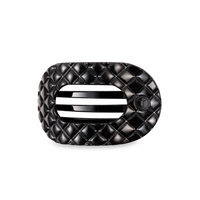 Jet Black Quilted Medium Flat Round Hair Clip