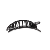 Jet Black Quilted Medium Flat Round Hair Clip