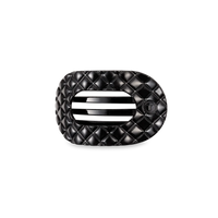 Jet Black Quilted Small Flat Round Hair Clip