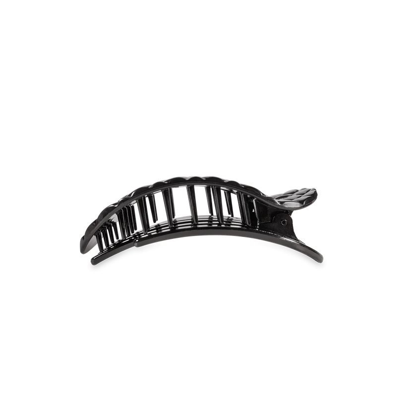 Jet Black Quilted Small Flat Round Hair Clip