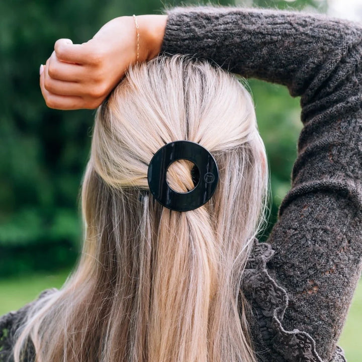 Teleties Small Flat Circle Hair Clip - Jet Black