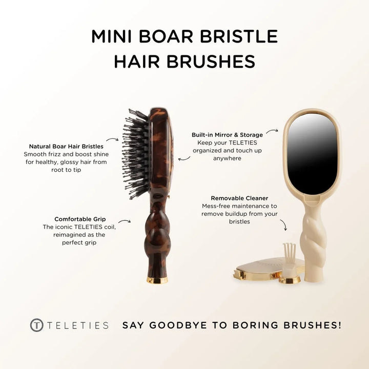Teleties Mini Boar Bristle Hair Brush