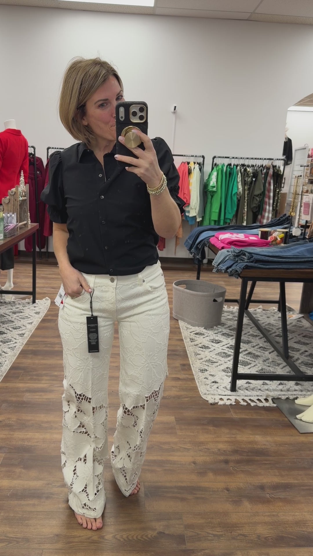 Liverpool - Stride Wide Leg Floral Cut Out Jeans