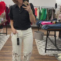 Liverpool - Stride Wide Leg Floral Cut Out Jeans