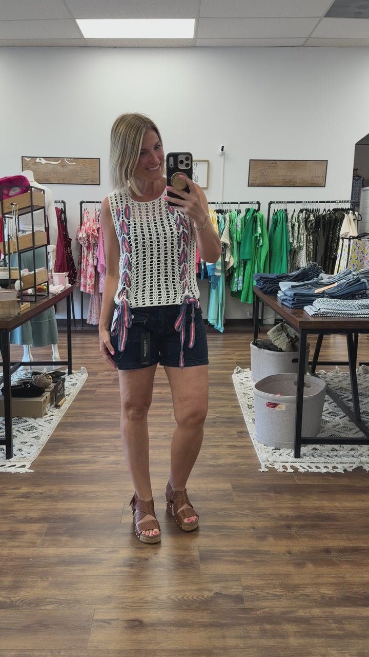Stars, Stripes &amp; Side Ties Crochet Tank