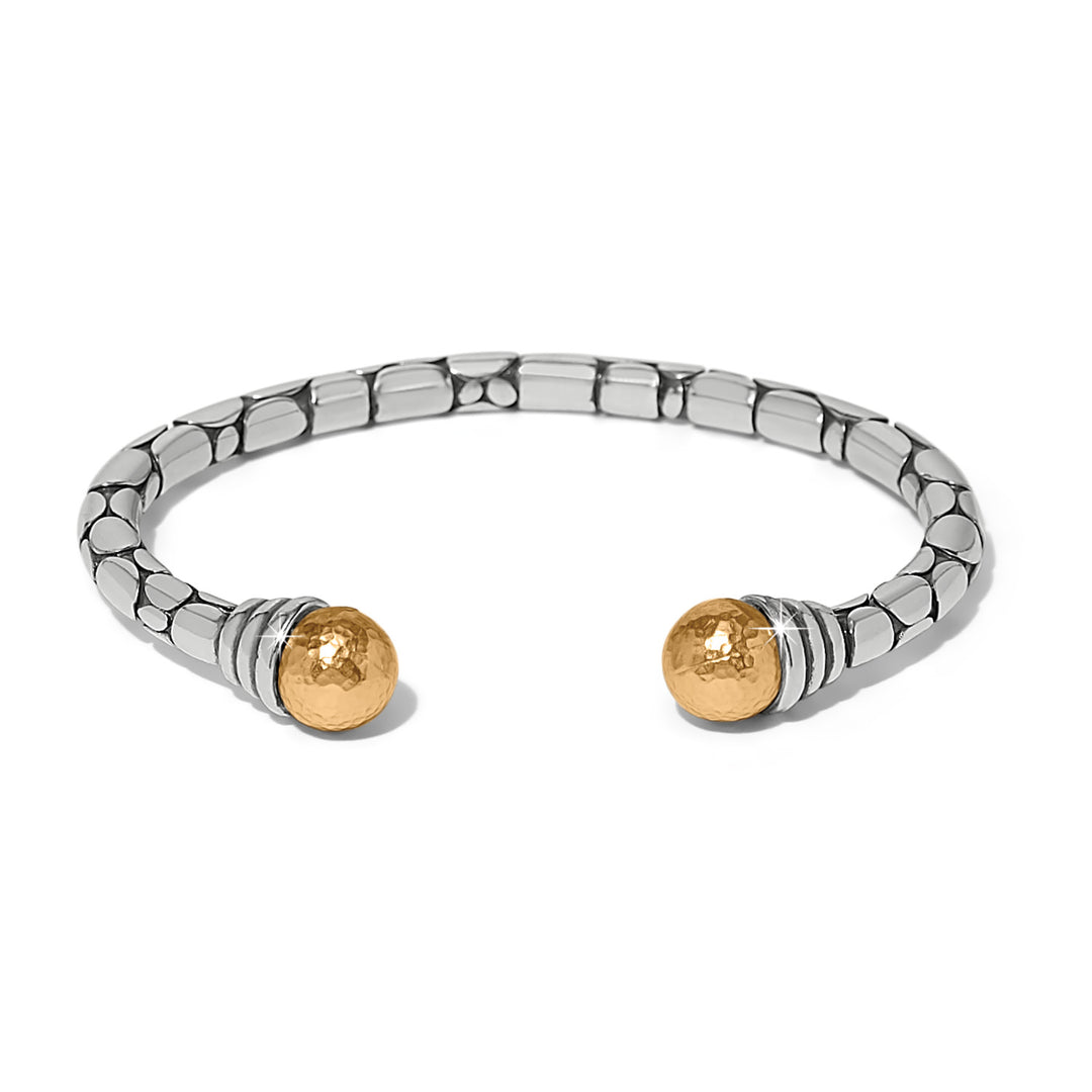 Brighton - Pebble Link Two Tone Open Flex Cuff Bracelet