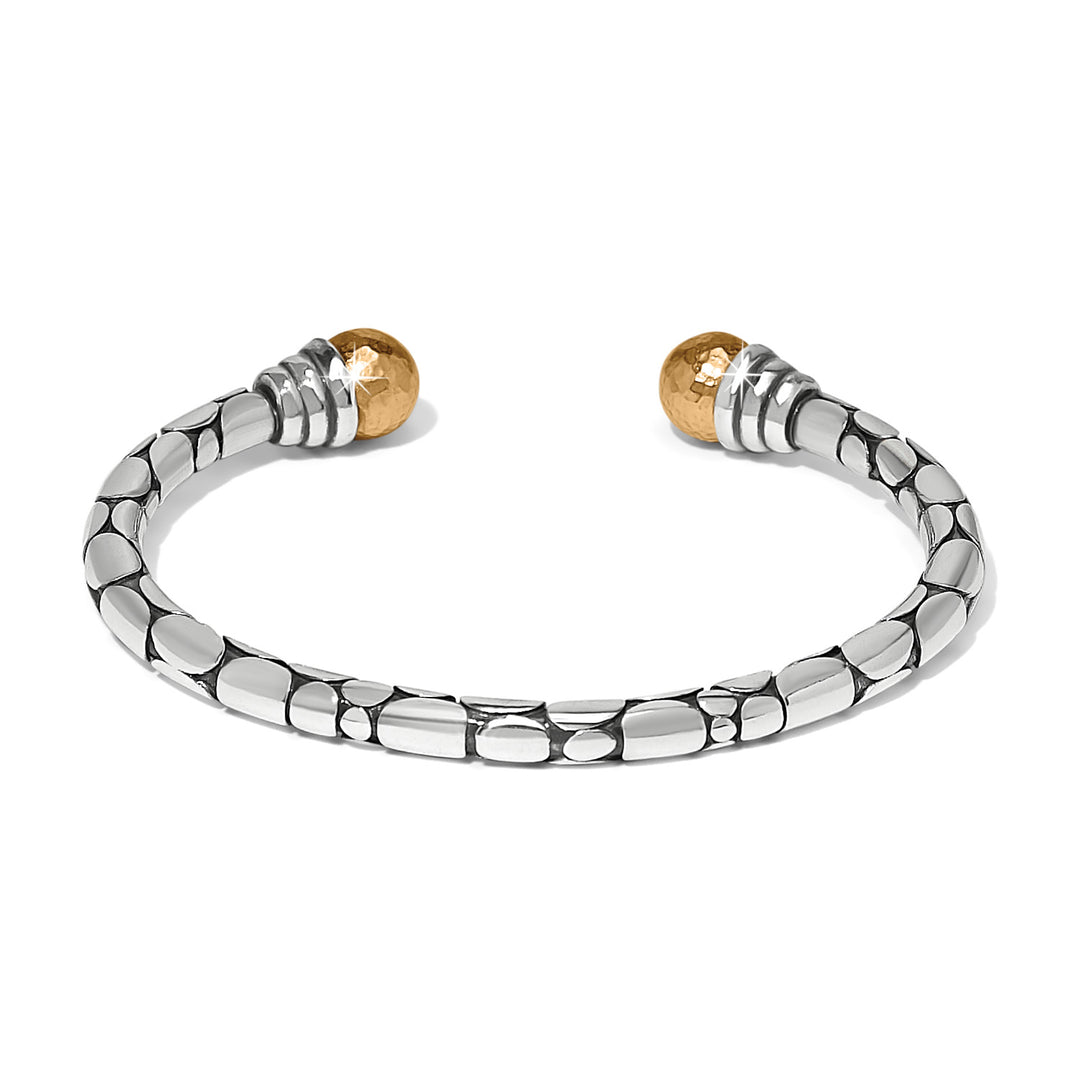 Brighton - Pebble Link Two Tone Open Flex Cuff Bracelet
