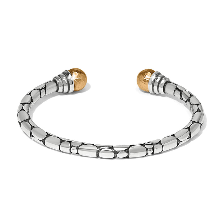 Brighton - Pebble Link Two Tone Open Flex Cuff Bracelet